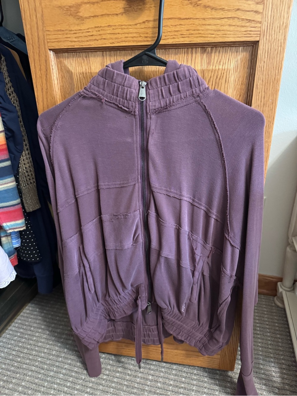 Free People Plum Full-Zip Bomber Jacket